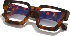 AIEYEZO Square Thick Frame Glasses for Women Men Fashion Blue Light Glasses Trendy Chic Computer Eyeglasses