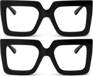 AIEYEZO Oversized Square Blue Light Glasses for Women Cute Big Frame Glasses Fashion Clear Multi-Color Computer Eyewear