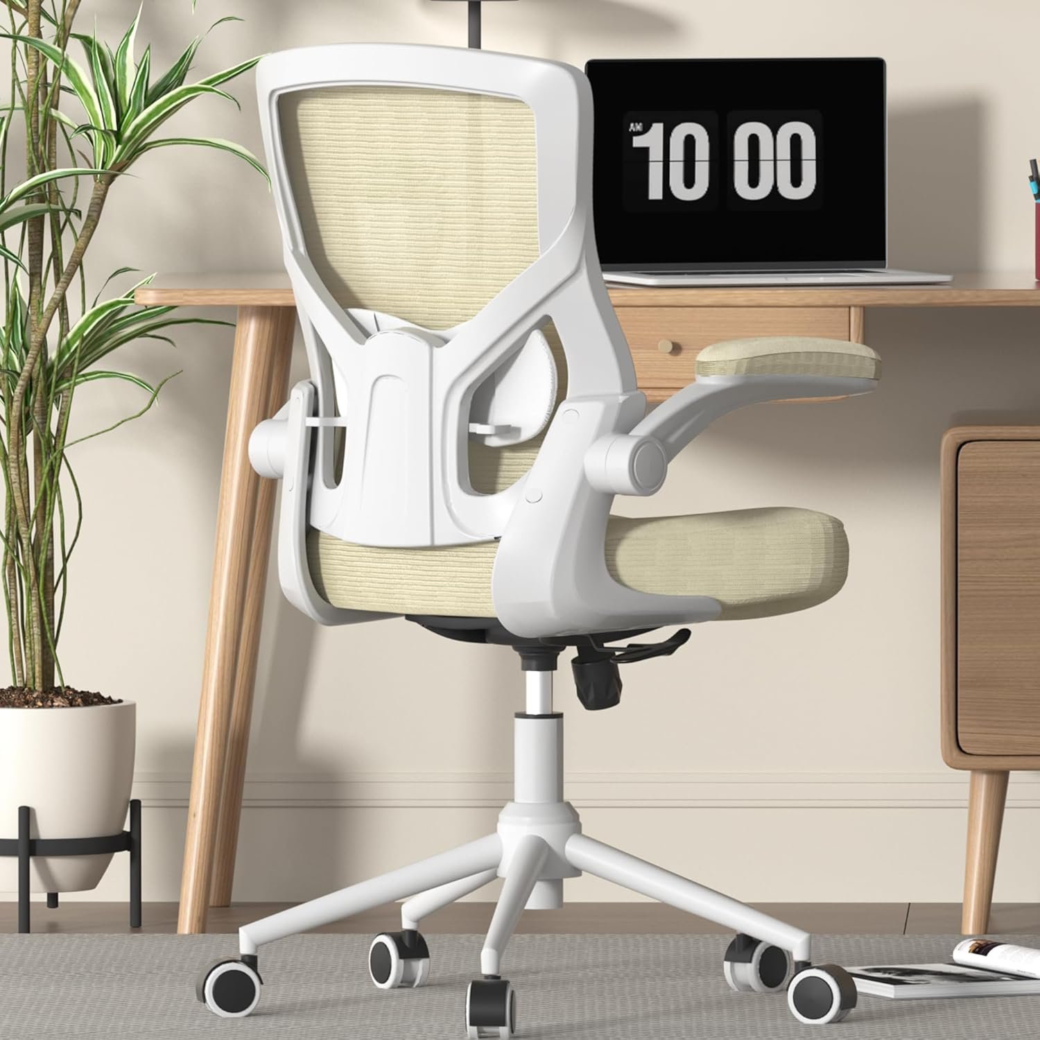 Office Chair, High Back Desk Chair Adjustable Height and Ergonomic Design Home Office Computer Chair Executive Lumbar Support Padded Flip-up Armrest Swivel Task Chair