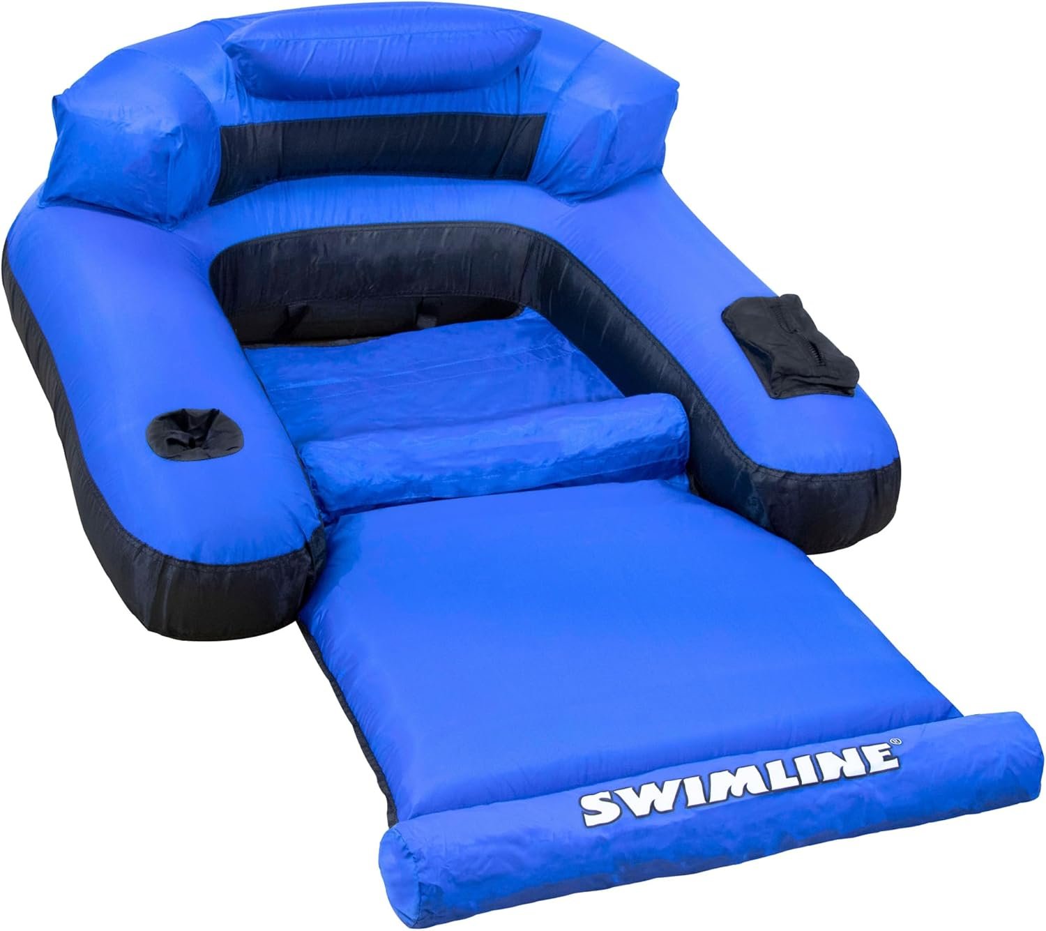 SWIMLINE ORIGINAL Fabric Covered Pool Float Mattress Ultimate Lounger Raft For Adults & Kids | Back, Leg, & Arm Rests, Cup Holder, & Quick-Dry Cover For Adult Or Kid Floating & Lounging 9047