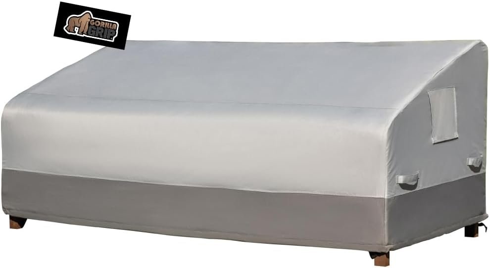 GORILLA GRIP Waterproof Outdoor Sofa Cover, 80 Inch, Adjustable Furniture Cover Sets for Winter, Keep Cushions Dry, Protects from Sun, Snow, Rain, Windproof, UV Coated, 1 Pack