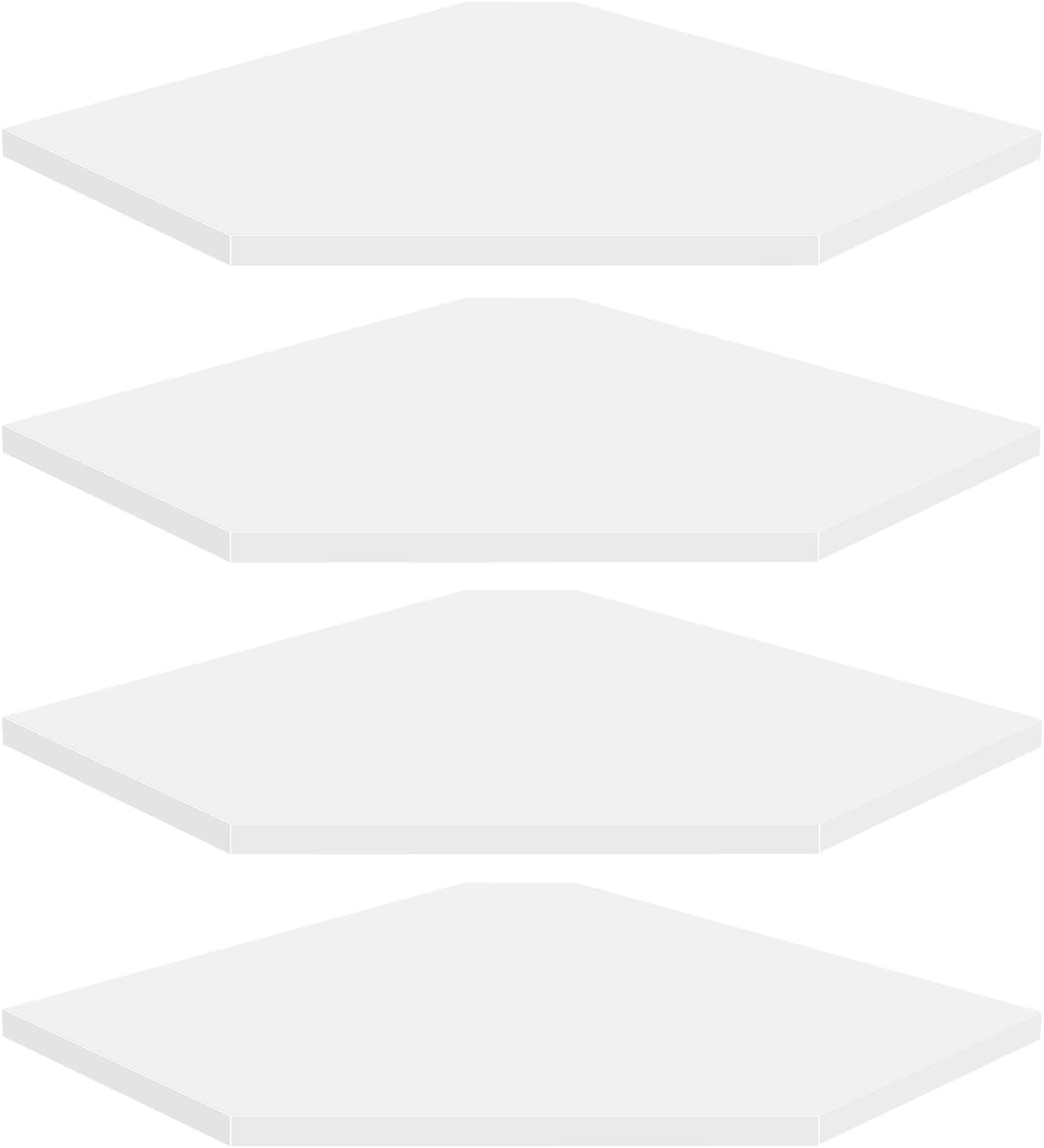 Homode Corner Wall Shelf, Corner Shelf Floating, Set of 4 Wooden Hanging Corner Shelves with Wire Hole for Bathroom Living Room Office, White