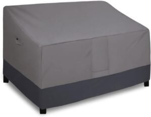 Easy-Going 2 Seater Outdoor Loveseat Cover, Windproof Patio Furniture Cover with Air Vent, Heavy Duty (58Wx32.5Dx31H inch, Gray/Dark Gray)