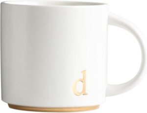 COLLECTIVE HOME – Monogram Ceramic Mugs, 15 oz Golden Initial Coffee Cups, Elegant Alphabet Tea Mugs, Elegant Personalized Mug with Gift Box, Luxurious Cups for Office and Home (d)