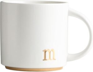 COLLECTIVE HOME – Monogram Ceramic Mugs, 15 oz Golden Initial Coffee Cups, Elegant Alphabet Tea Mugs, Elegant Personalized Mug with Gift Box, Luxurious Cups for Office and Home (m)