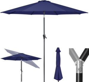 Tempera Patio Market Outdoor Table Umbrella with Push Button Tilt and Crank,Large Sun Umbrella with Sturdy Pole&Fade resistant canopy,Easy to set