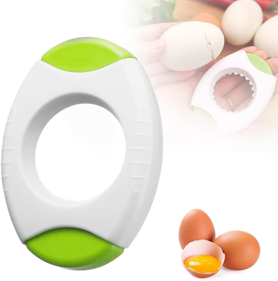 Egg Shell Opener for Hard Boiled Eggs, 2025 Upgraded Egg Peeler Tool Topper Cutter Tool, Handheld Quick Raw Eggs Cracker Separator Tools, Kitchen Gadgets for Baking and Cooking (1, Green)