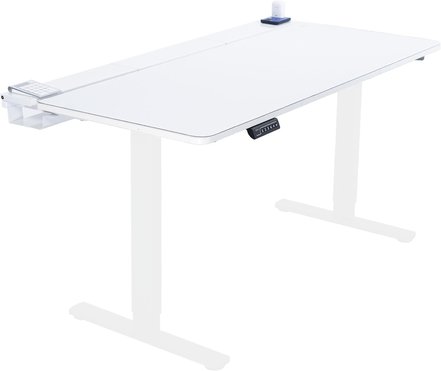 VIVO Electric 60 x 30 in Standing Adjustable Gaming Desk with Hidden Cable Trays, Full-Size Mouse Pad, White Top White Frame, DESK-KIT-1W6-P3W
