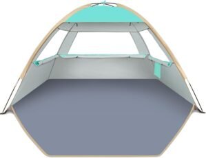 Gorich Beach Tent Sun Shelter for 3/4-5/6-7/8-10 Person with UPF 50＋ UV Protection, Lightweight & Easy Setup Beach Shade Canopy, Portable Beach Shade Tent Beach Cabana