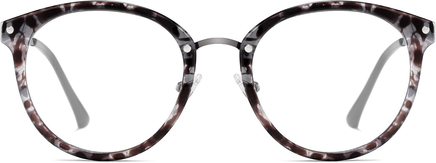 SOJOS Retro Round TR90 Blue Light Reading Glasses Womens Mens Readers Computer Glasses Eyewear Frame SJ9001