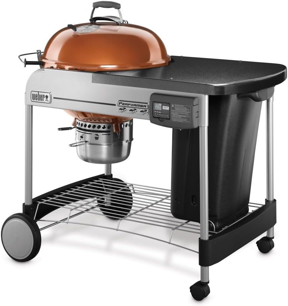 Weber Performer Deluxe Charcoal Grill, 22-Inch, Touch-N-Go Gas Ignition System, Copper