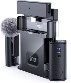 Wireless Lavalier Microphone for iPhone/Android/iPad (2 TX + 2 RX + Charging Case), Mini Mic with Noise Reduction, 22H Battery, 131ft Range, Lapel Microphone for Video Recording, Vlog