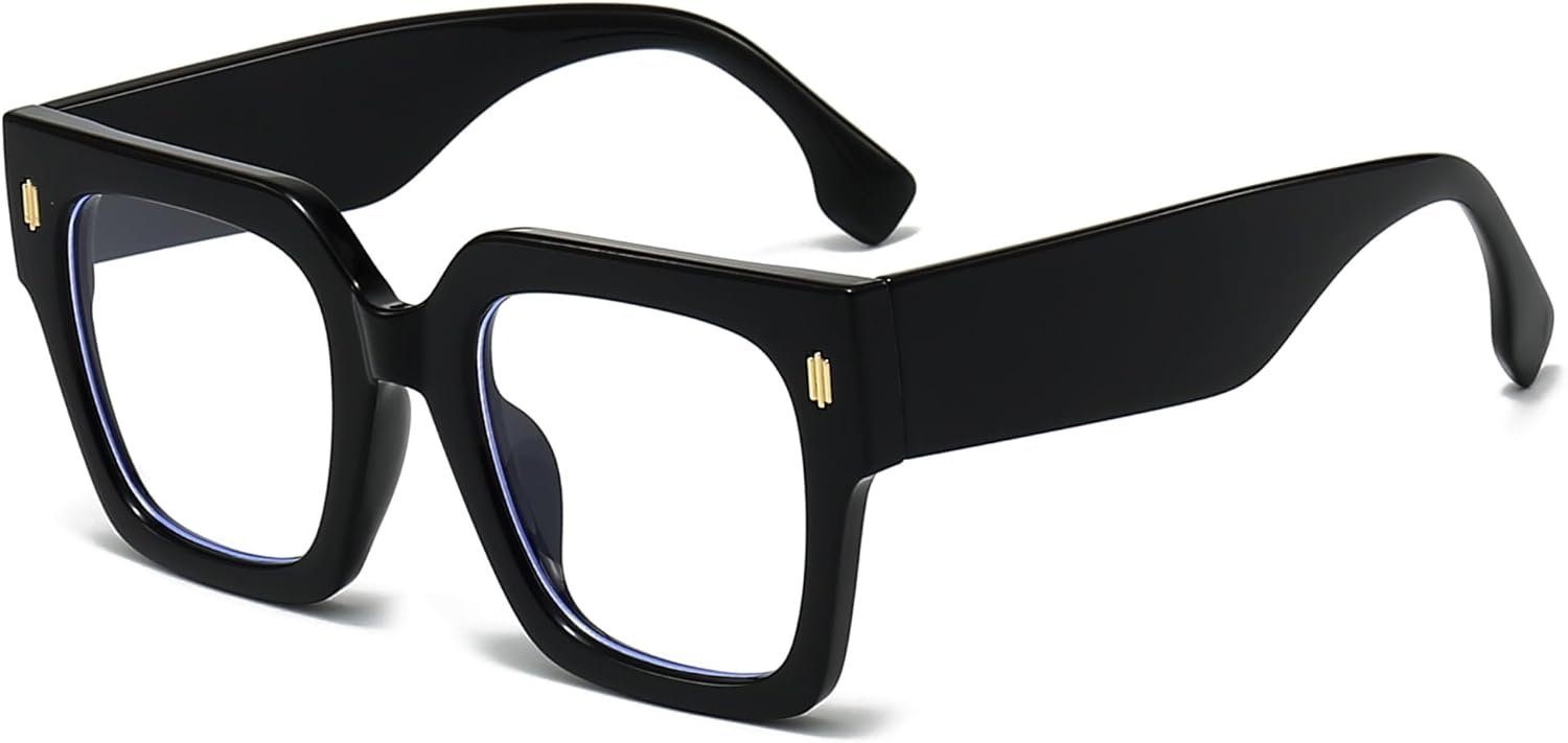 Fashion Oversized Blue Light Blocking Glasses for Women Men Trendy Big Square Frame Computer Eyeglasses