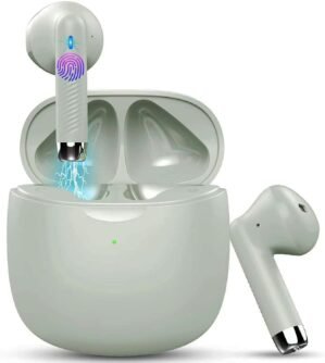 Wireless Earbuds, Bluetooth 5.4 Headphones In Ear with Noise Cancelling Mic, Bluetooth Earbuds Stereo Bass, IP7 Waterproof Sports Earphones, 32H Playtime USB C Charging Green Ear Buds for Android iOS