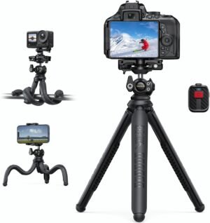 Lamicall Tripod for Camera – 3 in 1 Flexible Tripod for iPhone with Wireless Remote – iPhone Tripod Stand for Video Recording Vlogging Compatible with iPhone Samsung Go Pro, Small Digital Camera