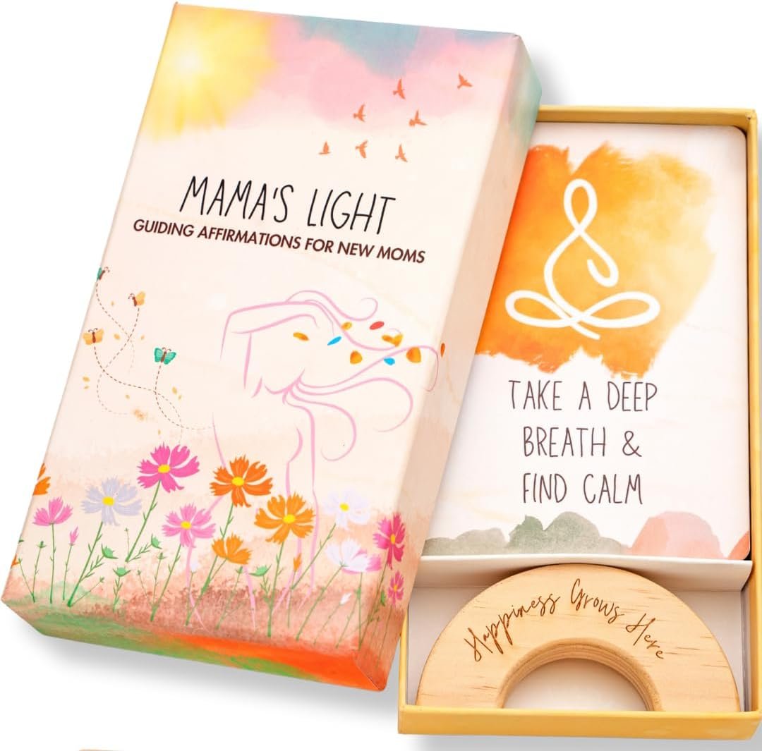 New Mom Affirmation Cards with Stand, Pack of 30, Postpartum Gifts for New Mom Self Care, Mama Gift for Women after Birth