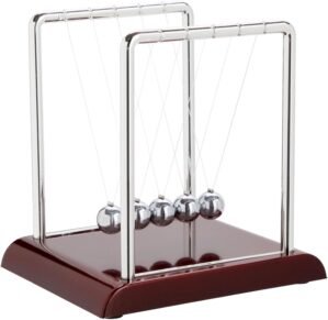 Juvale Newton’s Cradle Balance Pendulum, Physics Learning Desk Toy, Swinging Kinetic Balls for Home, Office Decoration, Stress Relief, Fun Science Fidget Accessories (7x6x7 in)