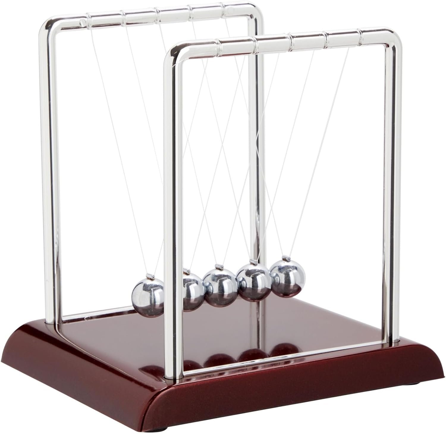 Juvale Newton’s Cradle Balance Pendulum, Physics Learning Desk Toy, Swinging Kinetic Balls for Home, Office Decoration, Stress Relief, Fun Science Fidget Accessories (7x6x7 in)