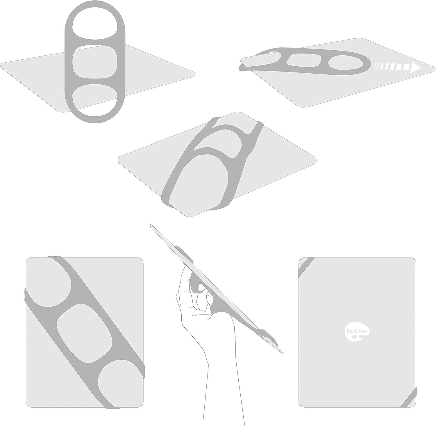 Tablet Handle, Holder, Grip for iPad Kindle Fire HD Surface Galaxy Tab and Compatible with Any Tablet with a Display from 8 inches to 11 inches (Mid-Size D3 Gray)