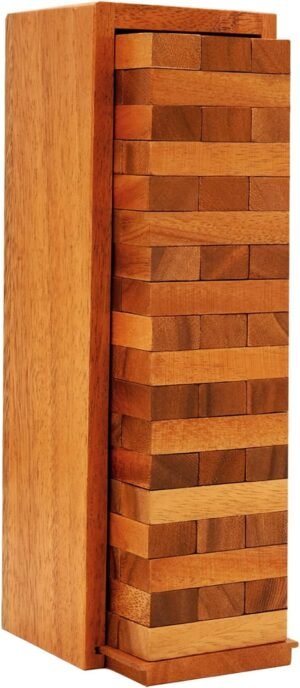 BSIRI Wood Tumbling Tower – Ideal for Party, Kids Games, Building, Camping, Outdoor Games for Adults and Family, Classic Stacking Block for Challenging Your Skills.