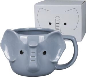 Elephant Mug 14 oz Cute Ceramic Coffee Mug 3D Porcelain Tea Mug for Women Kawaii Cup Elephant Gifts Christmas Gifts Housewarming Holiday Birthday Gifts for Women Mom Kids Men and Friend
