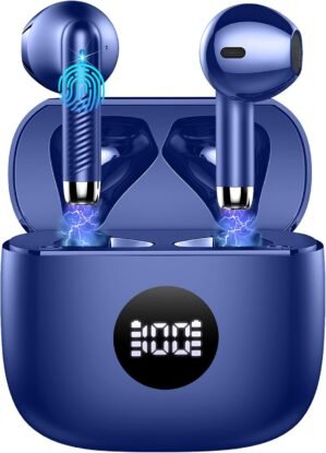 Wireless Earbuds, Bluetooth 5.4 Ear Buds LED Power Display Headphones Bass Stereo, Bluetooth Earbuds in-Ear Noise Cancelling Mic, 40H Playback Mini Case IP7 Waterproof Sports Earphones for Android iOS