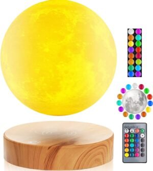 VGAzer Levitating Moon Lamp 5.9 Inch 16 Colors Moon Lamp 3D Moon LED Light with Remote Control for Unique Gifts,Room Decor,Night Light,Office Desk Toys