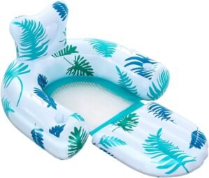 Pool Floats Adults Heavy Duty Pool Float Lounger & Chiar 2 in 1 Convertible Chair Floatable with Cup Holder Inflatable Pool Floating Raft Lake Water River Beach