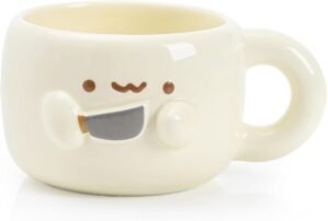 Cute funny Coffee Mugs Anime Mug For Women, 10 oz Unique Kawaii Ceramic Coffee Tea Cups, Office Gift For Coworker (Knife)