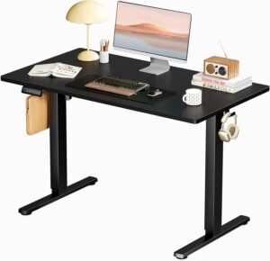 Standing Desk, Adjustable Height Electric Sit Stand Up Down Computer Table, 40×24 Inch Ergonomic Rising Modern Lift Motorized Gaming Desktop Workstation for Work Home Office, Black