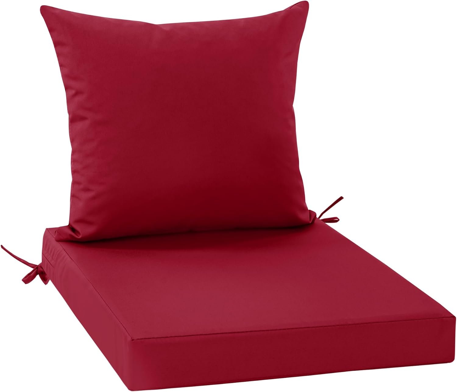 Waterproof Patio Cushions for Outdoor Furniture, Fade Resistant Back Pillow and Seat Cushion Set for Couch Replacements, 24 x 24 Inch, Red, 1 Set