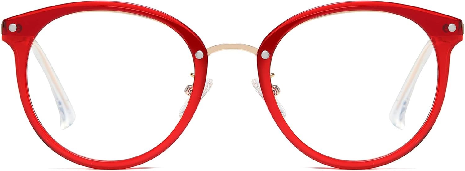 SOJOS Retro Round TR90 Blue Light Reading Glasses Womens Mens Readers Computer Glasses Eyewear Frame SJ9001