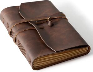 Leather Journal Notebook – Genuine Leather Journals for Writing 260 Pages 5×7.1 Inches Vintage Journal For Man and Women Gifts For Man Artist,Travel Journal,Brown