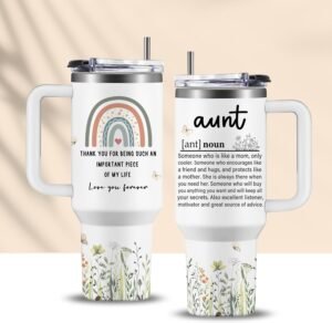 40oz Aunt Tumbler with Lid and Straw, Auntie Cups Travel Mug Butterfly Gifts, Aunt Gifts from Niece Nephew, Auntie Birthday Gift Drinking Coffee Cup