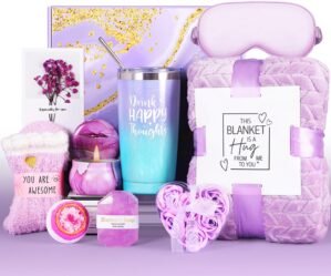Gift Baskets for Women, Best Birthday Gifts Box, Self Care Gift, Care Package, Get Well Soon Gifts Kit, Unique Ideas Present for Mom Girlfriend Her Sister Wife Friends Woman – Lavender Spa Gift Set