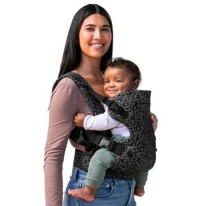 Infantino Flip Advanced 4-in-1 Baby Carrier – Ergonomic, Convertible, Face-in and Face-Out Front and Back Baby Carrier for Newborn to Toddler 8-32 lbs, Black & Gray Leopard
