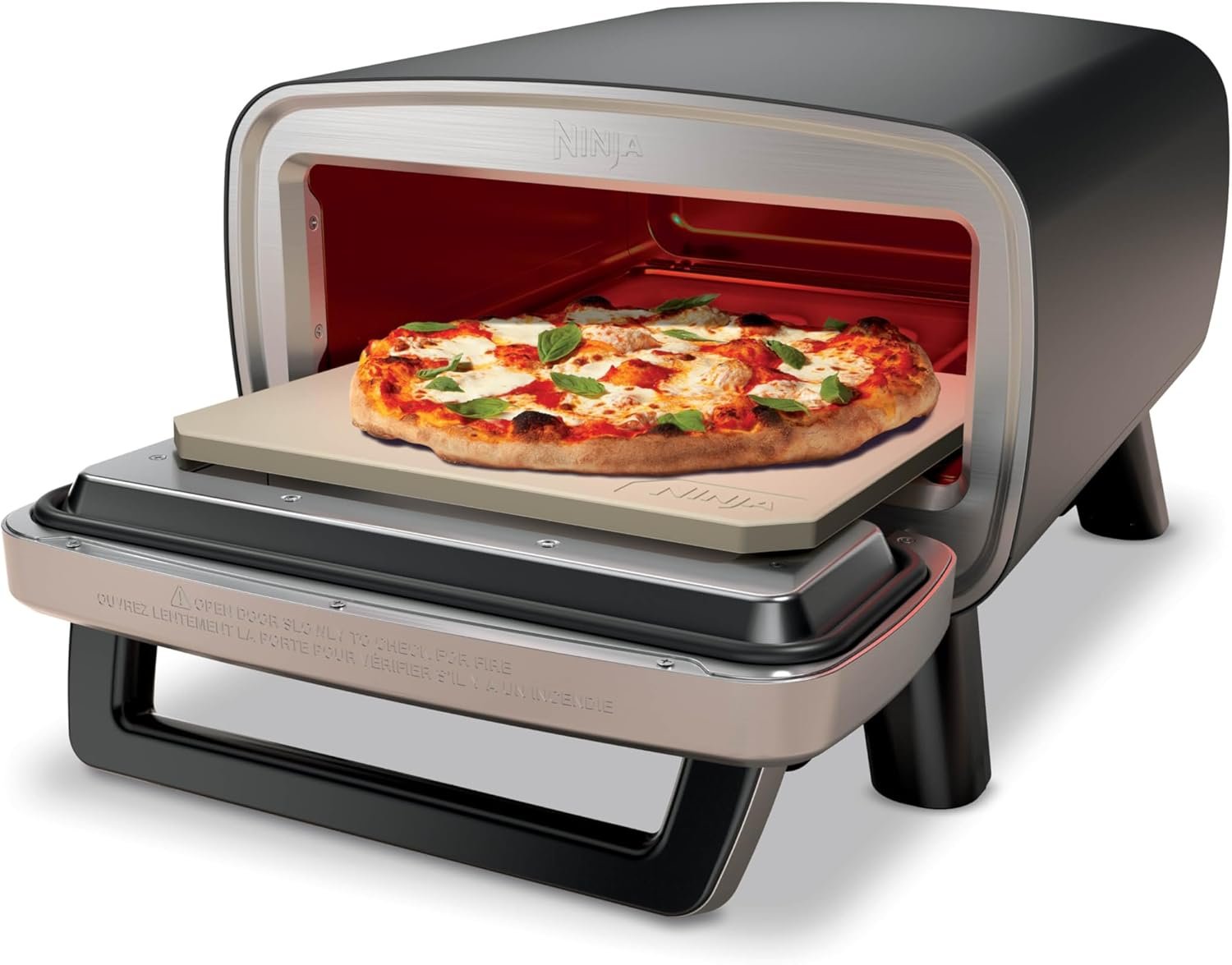 Ninja Artisan Outdoor Pizza Oven, 12-inch, 3-minute Pizza, Neapolitan, Thin Crust, New York Chicago, Custom, 700F Max Temperature, Electric Heat, Bake, Broil, Proof, Warm, MO201