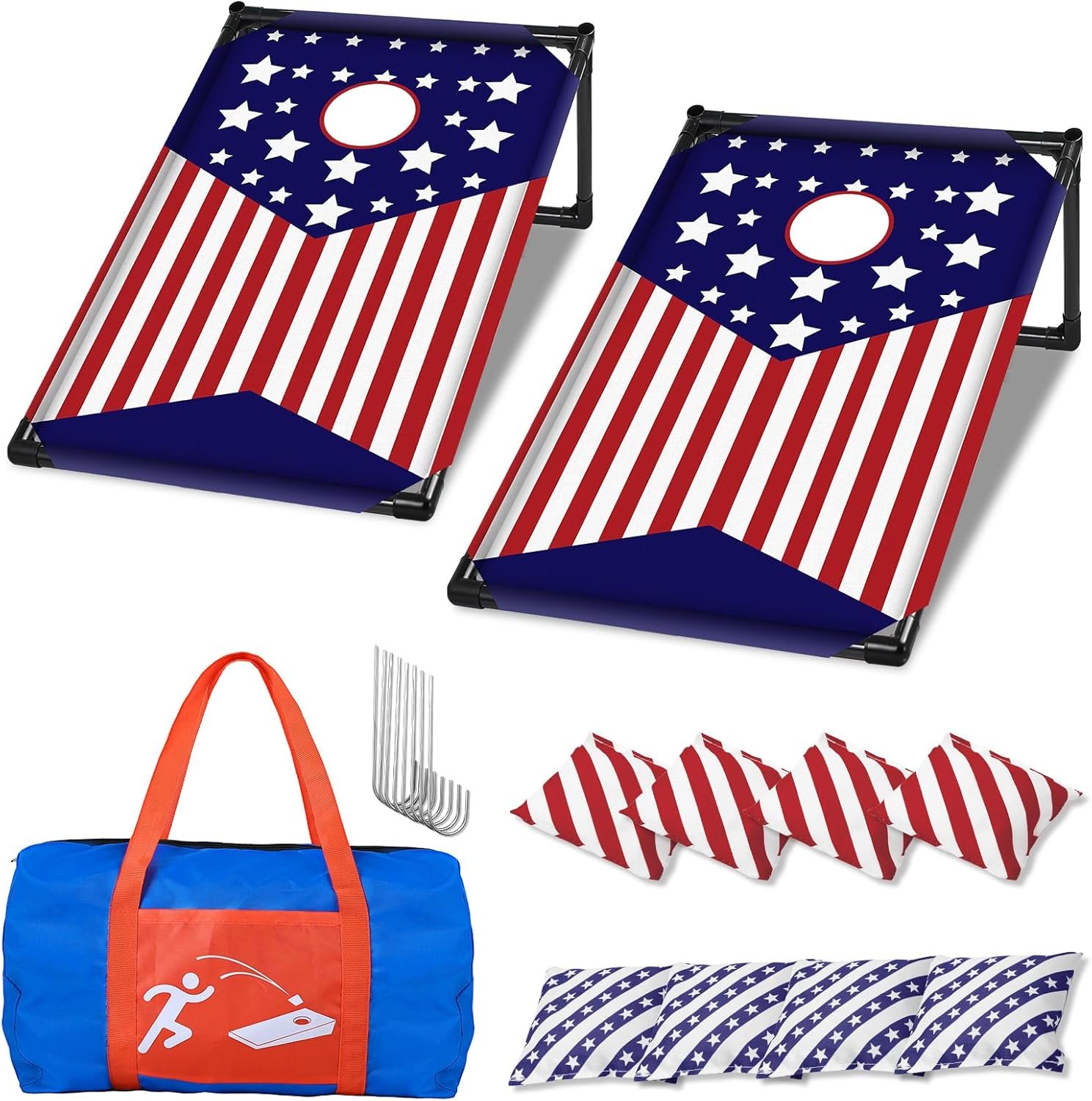 NZQXJXZ Portable Cornhole Board Set with 8 Bean Bags – 3×2 Ft Corn Hole Toss Game for Indoor and Outdoor Parties, Ideal for Kids, Adults, Beach, Yard and Camping