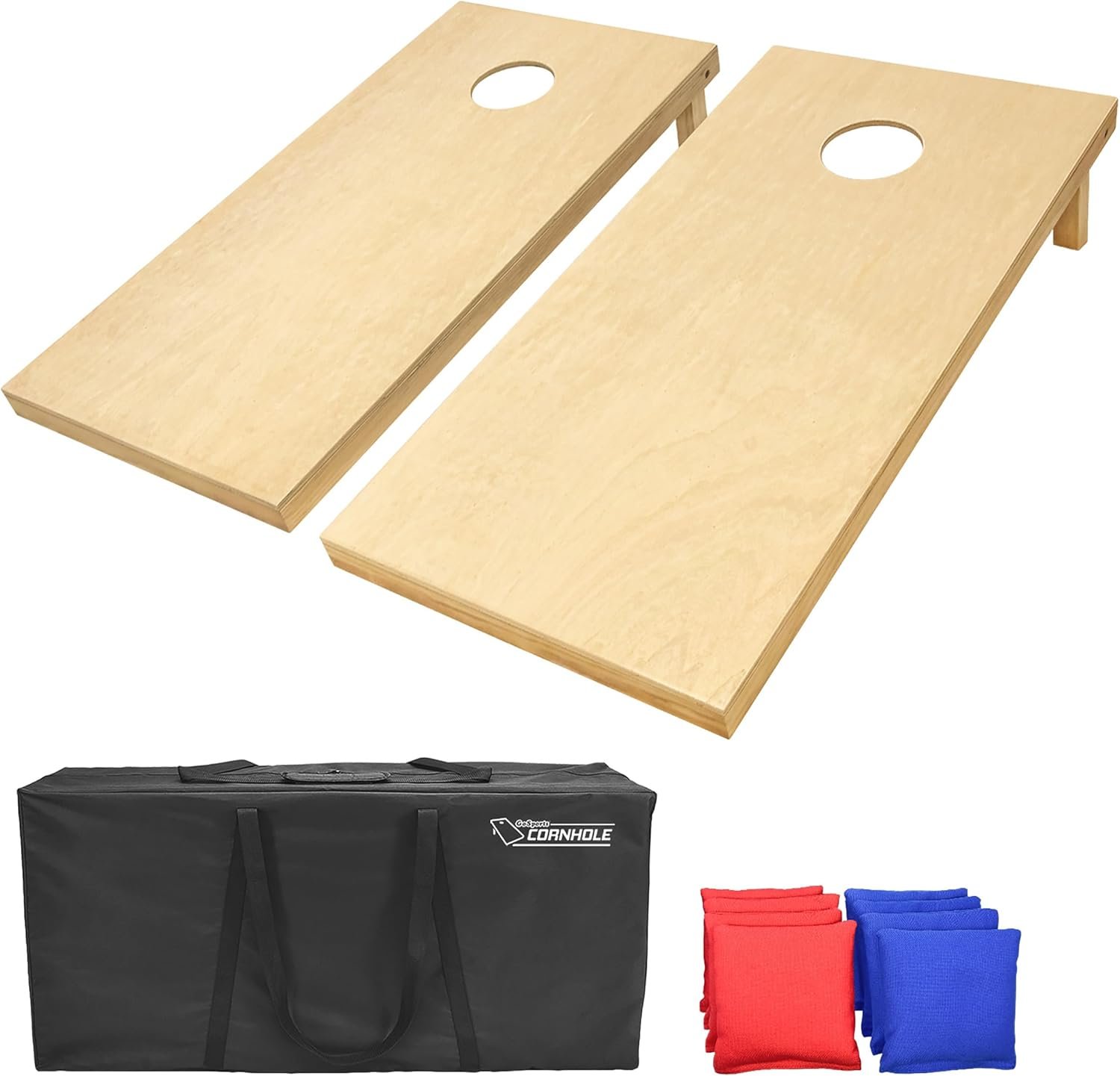 GoSports Solid Wood Premium Cornhole Sets – Choose 4 x 2 ft or 3 x 2 ft – Game Boards Include Set of 8 Cornhole Toss Bags