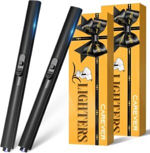 Candle Lighter Stocking Stuffers for Women Men: 2Pack Electric Plasma Arc USB Rechargeable Lighters for Grill Home Kitchen BBQ Camping Cool Gadget Christmas Birthday Gifts for Her Mom Women Men Adults