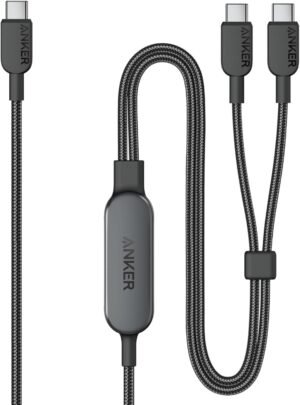 Anker Cable,6FT 2-in-1 USB C to USB C Cable 140W Max,Fast Charging for iPhone 16/16 Pro Max/15 Series,MacBook Air/Pro,and More(Braided,Black)