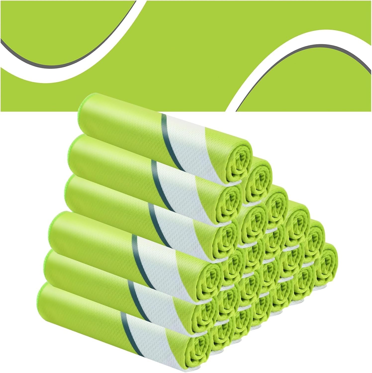 24 Pcs Tennis Cooling Towel 40″x12″ Sport Towels Breathable Chilly Ice Towel Fast Drying Microfiber Towel for Coach Team Gift Sport Party Favors (Green)