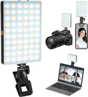 𝗥𝗼𝘀𝗵𝗮𝗮𝗻® Selfie Light 60 LEDs, Rechargeable 3000mAh Phone Light,10 Level Adjustable Brightness, 3 Light Modes, Selfie Light for iPhone, Ideal for Live Streamings, Makeup, TikTok, Vlog etc.
