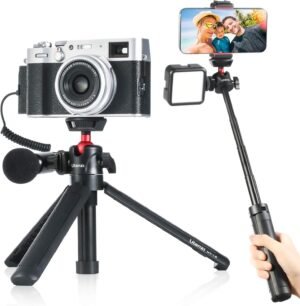 Ulanzi MT-16 Camera Tripod Stand Holder, Mini Tabletop Tripod Selfie Stick with Cold Shoe, Travel Tripod for iPhone 12 Canon G7X Mark III Sony ZV-1 RX100 VII A6600 Vlogging Filmmaking Live Streaming