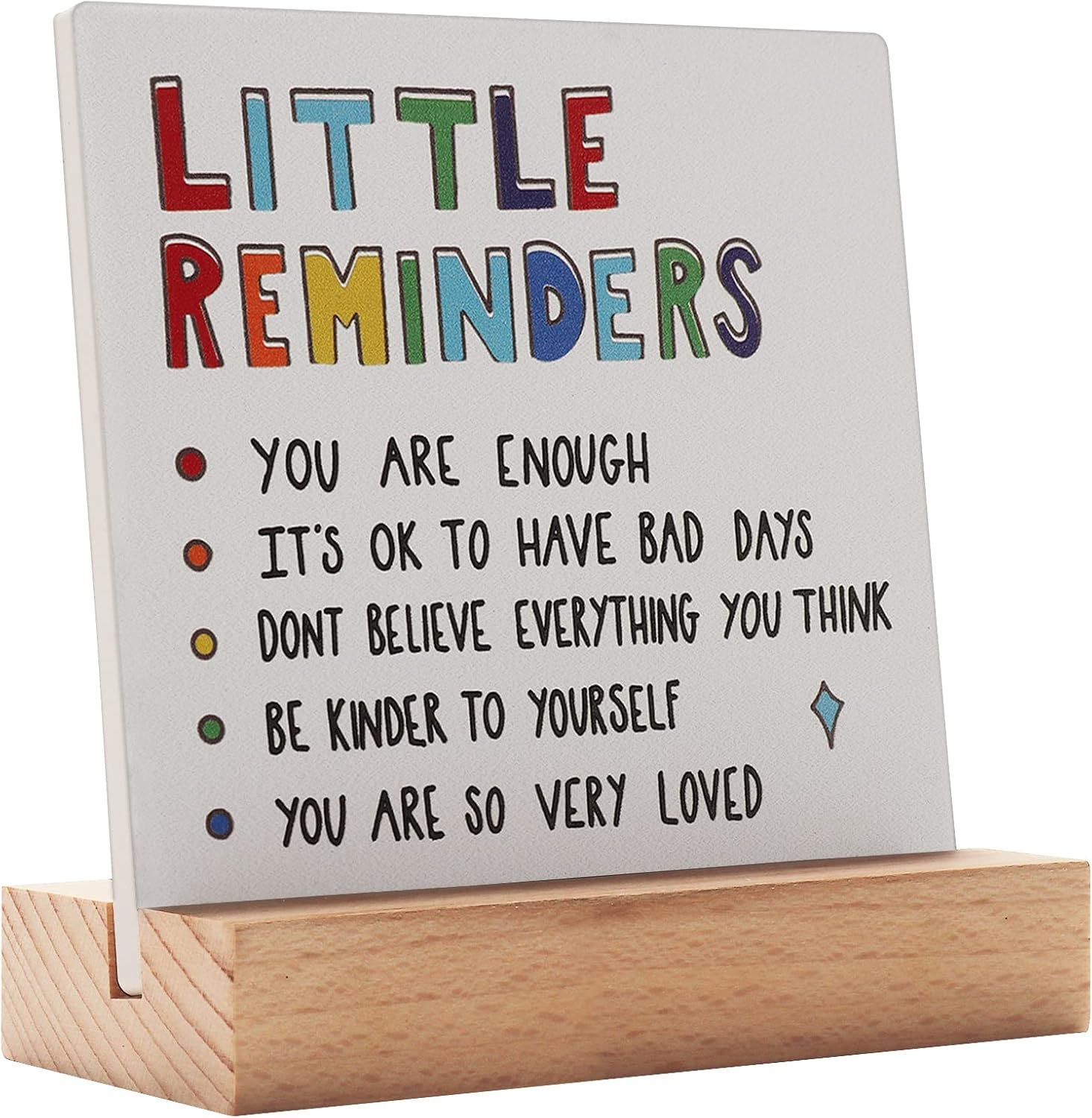 Mental Health Gift for Women, Little Reminders Office Decor Sign, Positivity Recovery Self Care Encourage Gift, Desk Decor Plaque Gifts