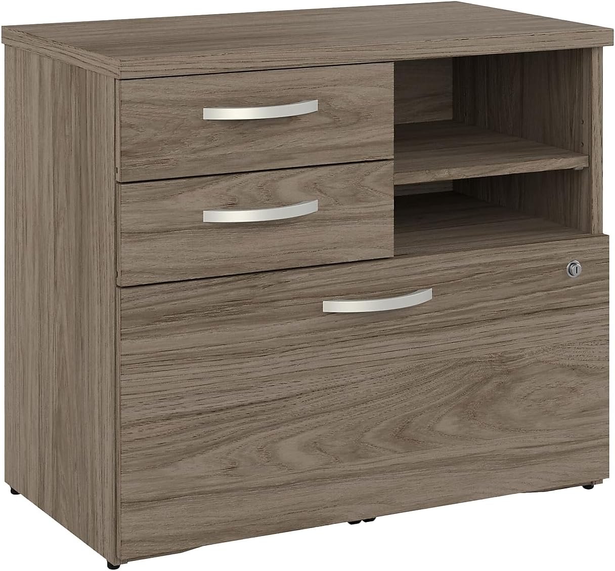 Bush Business Furniture Studio C Office Storage Cabinet with Drawers and Shelves, Organization for Home or Professional Workspace, Legal, Modern Hickory