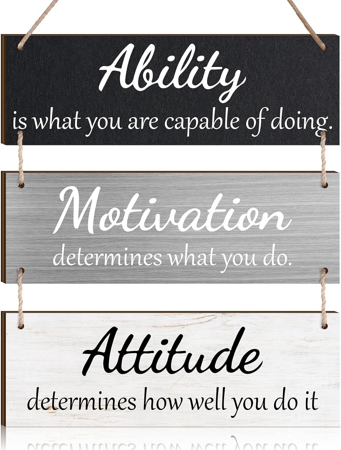 Jetec Office Wall Decor Inspirational Rustic Motivational Plaques with Sayings Wooden Hangings Ability Sign Bathroom for Home Office Art Decoration(Simple Color)