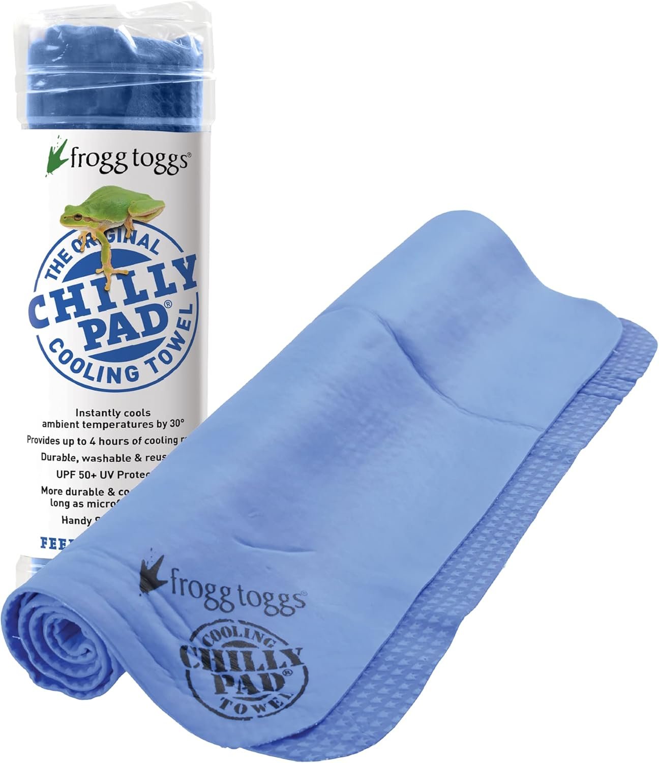 FROGG TOGGS Chilly Pad, Instant Cooling Towel, long lasting, reusable, Sports and Outdoors Neck Towel 33×13, Sky Blue