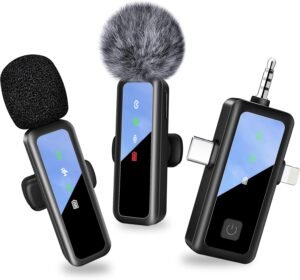 3 in 1 Wireless Lavalier Microphone for iPhone, Mini Lapel Mic with Mute/Reverb/Noise Reduction, for Android Phone, Camera, PC, Laptop, Video Recording, Streaming, Interview, Vlogs,100ft Range
