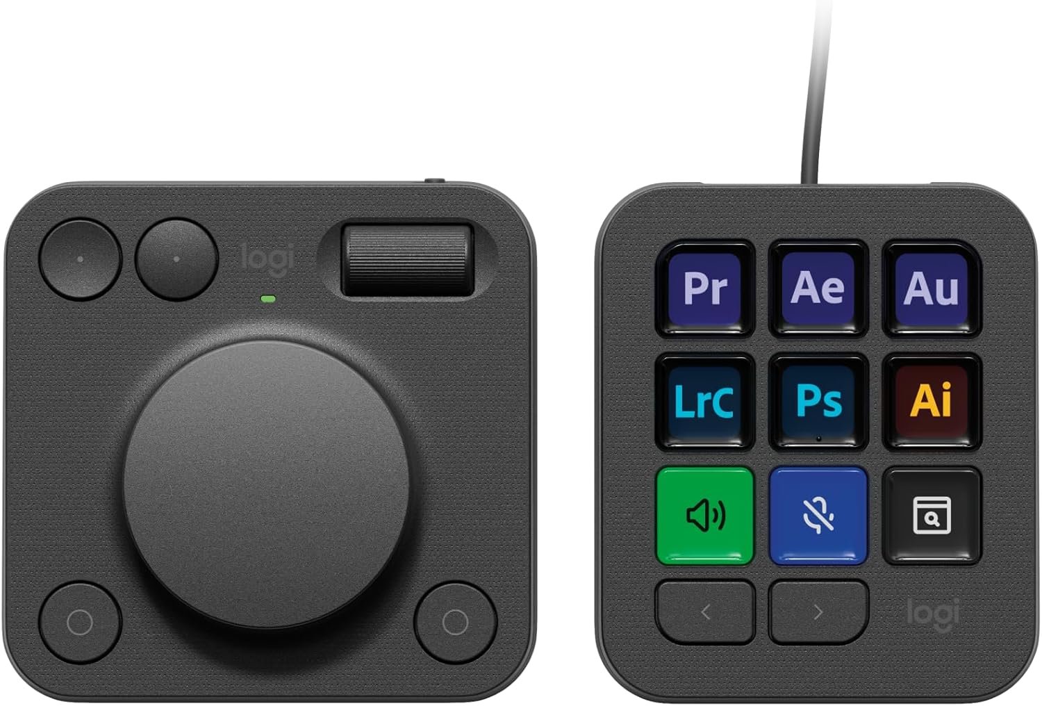 Logitech MX Creative Console, 9 Customizable LCD Keys, Stream Deck Accessories, Control Dial for Graphic Design, Adobe, Zoom, Spotify – Graphite, 3-Month Adobe Creative Cloud Membership